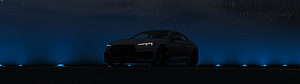 GTA V Night Scene with Sleek Black Coupe and Blue Ambient Lighting HD wallpaper