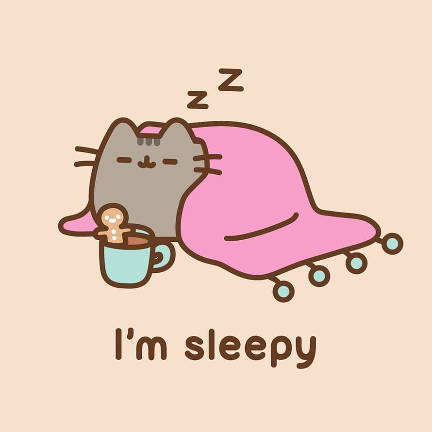 Pusheen Sleeping Under Pink Blanket With Gingerbread Man Mug HD phone wallpaper