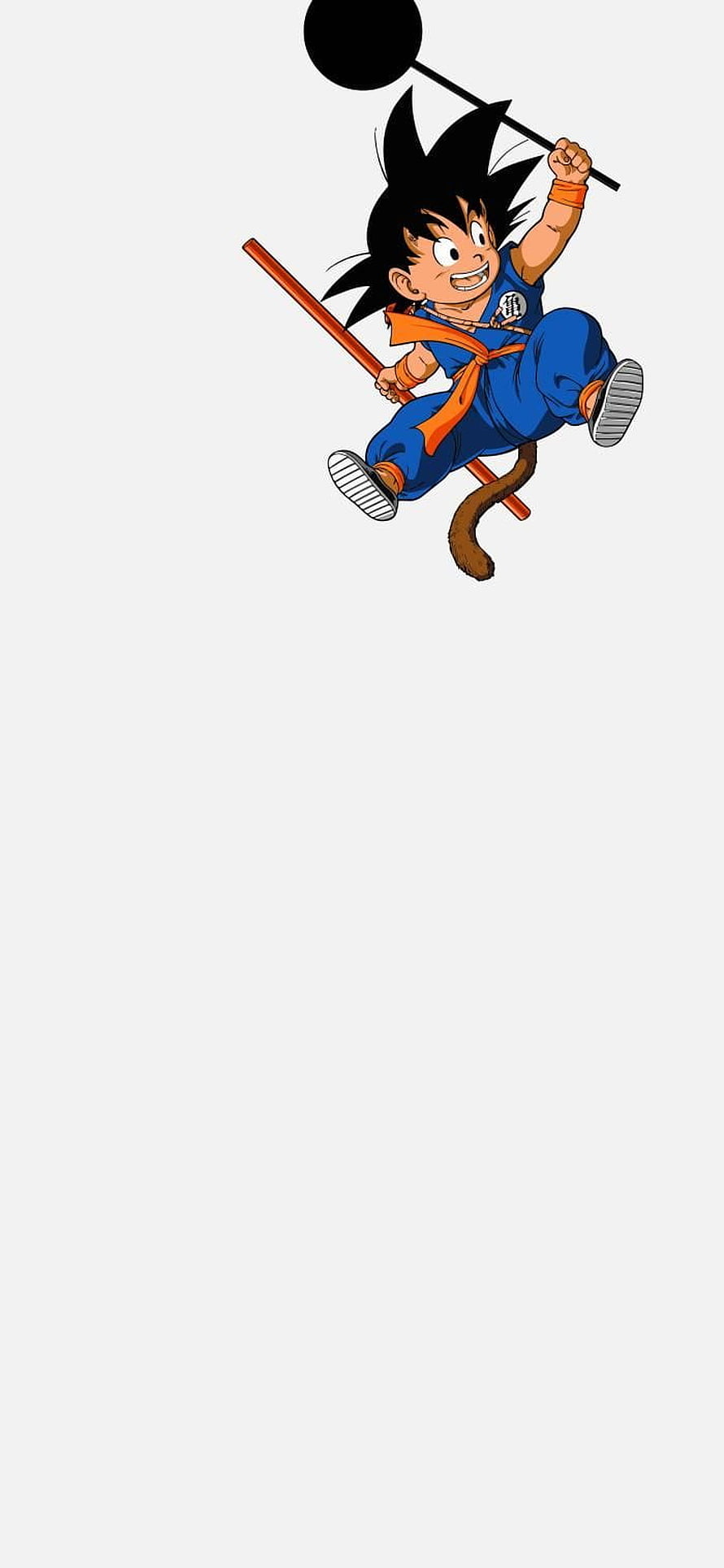 Kid Goku Riding Nimbus Cloud with Staff and Dragon Ball HD phone wallpaper