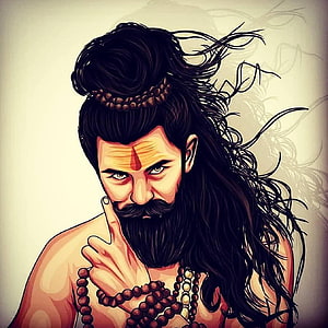 Lord Shiva Aghori Portrait with Rudraksha Beads and Third Eye Mark HD phone wallpaper