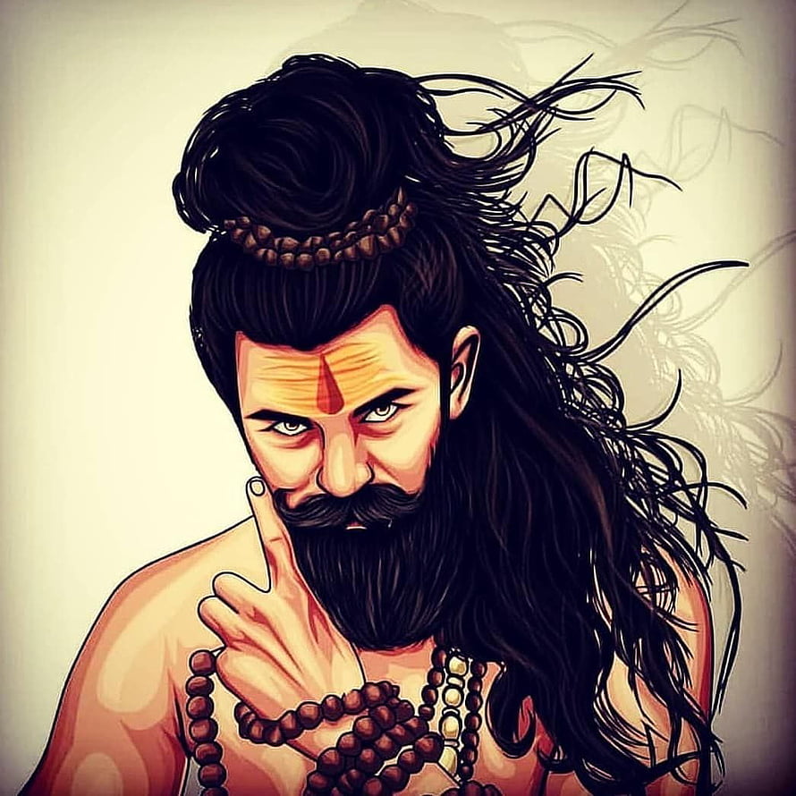 Lord Shiva Aghori Portrait with Rudraksha Beads and Third Eye Mark HD phone wallpaper