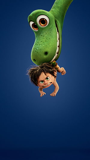 The Good Dinosaur Movie Poster Featuring Arlo and Spot Hanging Upside Down HD phone wallpaper