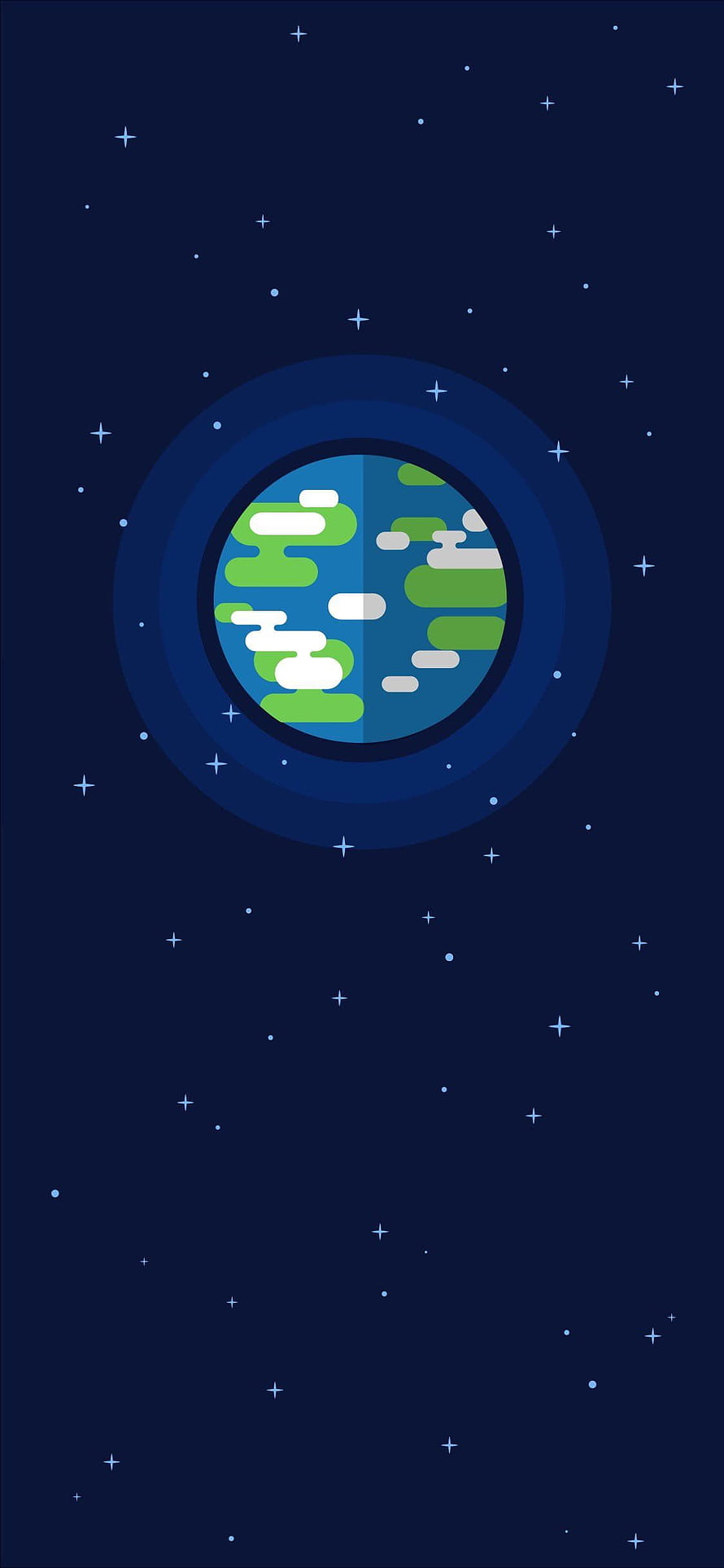 Kurzgesagt Style Earth in Space with Stars and Clouds Minimalist Illustration HD phone wallpaper