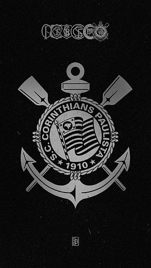 Corinthians Paulista 1910 Emblem with Anchor and Oars on Black Background HD phone wallpaper