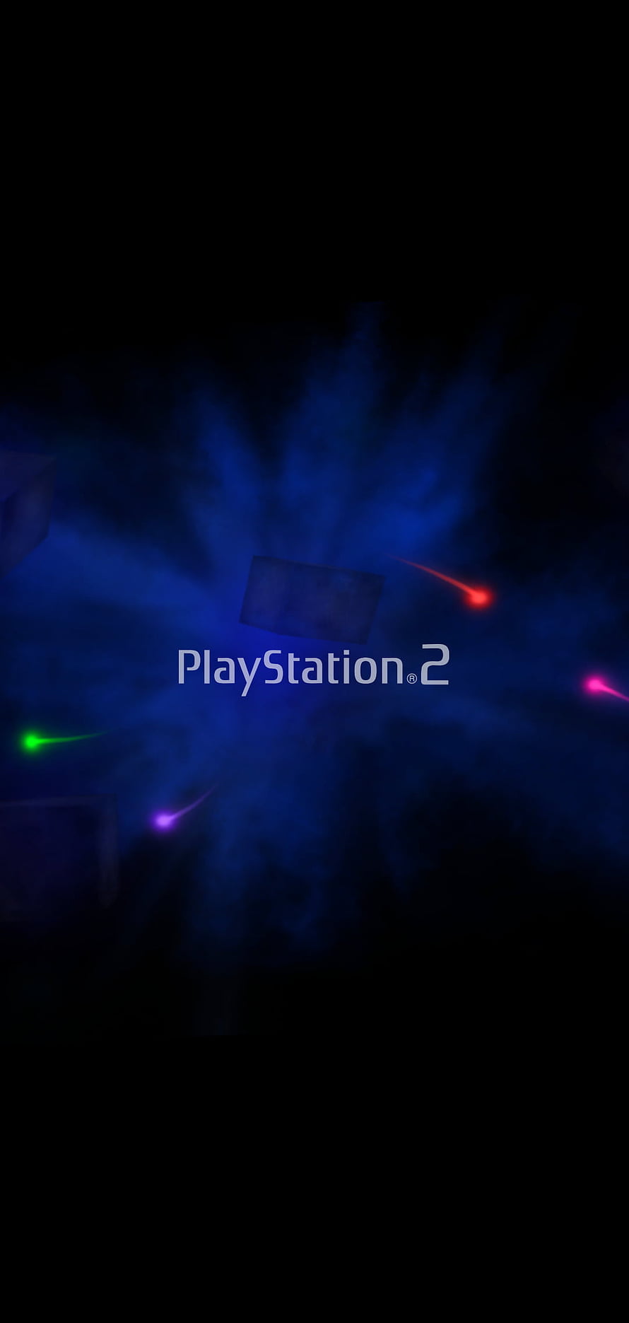 PlayStation 2 Logo with Neon Light Trails and Blue Smoke on Dark Background HD phone wallpaper