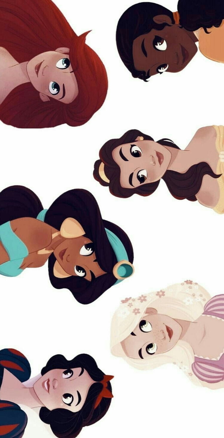 Cute Aesthetic Disney Princesses Illustration Collection HD phone wallpaper