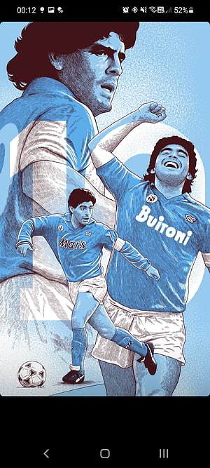 Diego Maradona Napoli Tribute Illustration in Blue and White HD phone wallpaper