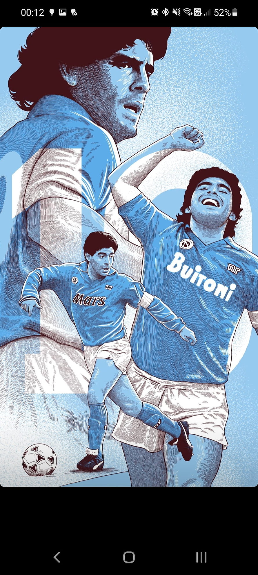 Diego Maradona Napoli Tribute Illustration in Blue and White HD phone wallpaper