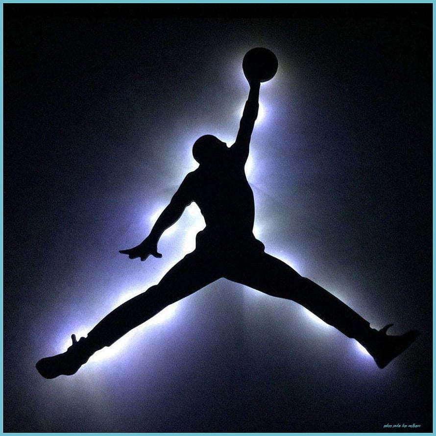 Michael Jordan Silhouette Mid-Air Dunk Against Blue Galaxy Background HD phone wallpaper