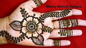 Intricate Floral Henna Hand Art with Leaf Patterns and Central Mandala HD wallpaper