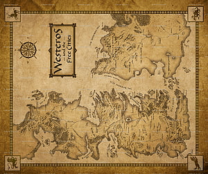 Westeros and the Free Cities Fantasy Map from Game of Thrones HD wallpaper
