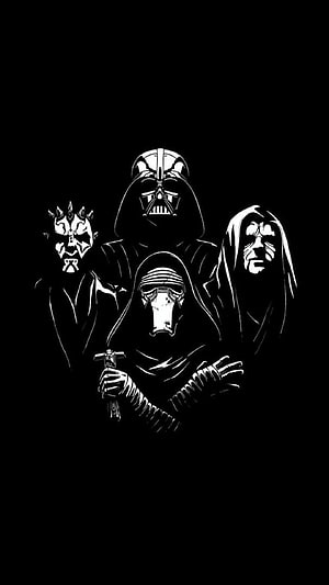 Darth Vader and Sith Lords High Contrast Black and White Star Wars Illustration HD phone wallpaper