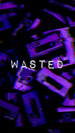 Purple Phonk Aesthetic with Glitchy Cassette Tapes and Wasted Text HD phone wallpaper