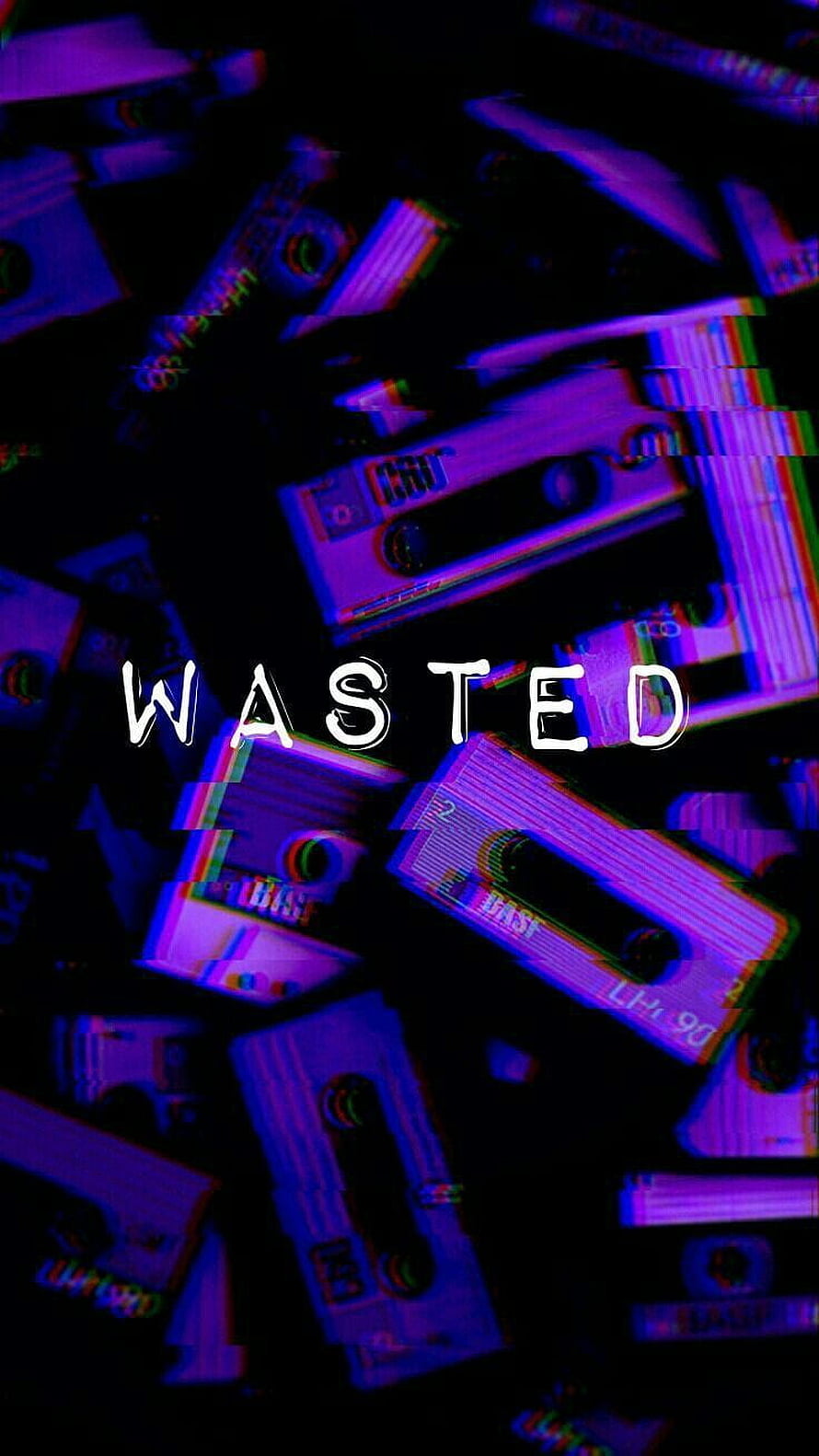 Purple Phonk Aesthetic with Glitchy Cassette Tapes and Wasted Text HD phone wallpaper