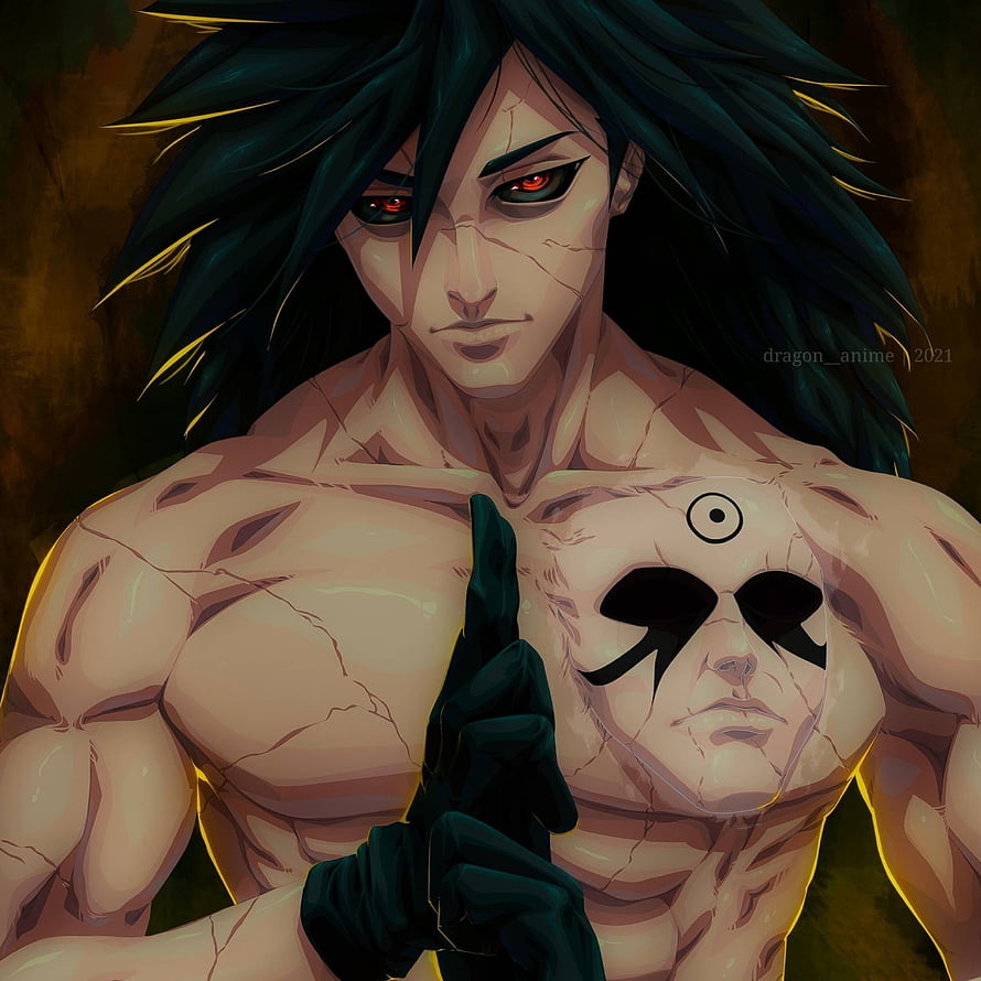 Madara Uchiha from Naruto with Sharingan Eyes and Rinnegan Mark on Chest HD phone wallpaper