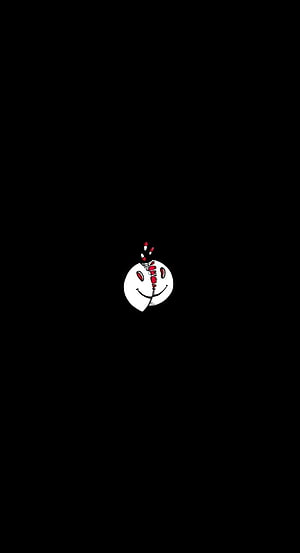 Minimalist Smiling Skull with Red Spine on Black Background HD phone wallpaper