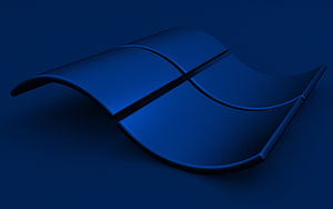 Windows 3D Wavy Logo in Deep Blue with Minimalist Abstract Design HD wallpaper
