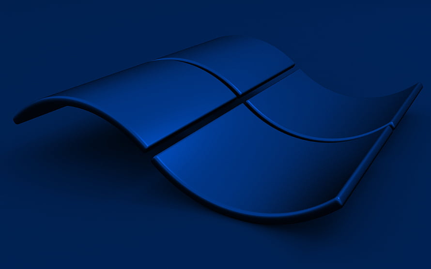 Windows 3D Wavy Logo in Deep Blue with Minimalist Abstract Design HD wallpaper