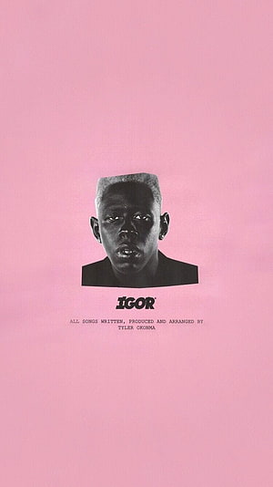 Tyler, the Creator Igor Album Cover Artwork with Pink Background and Black and White Portrait HD phone wallpaper