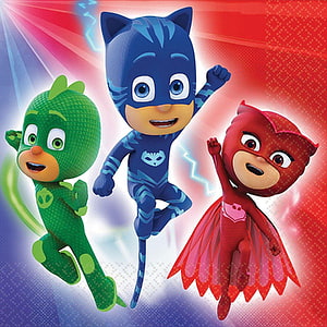 PJ Masks Team Catboy Owlette and Gekko Flying Heroic Action Pose HD phone wallpaper