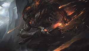 Nightbringer Yasuo Wielding a Glowing Blade in Dark Fantasy Art HD wallpaper