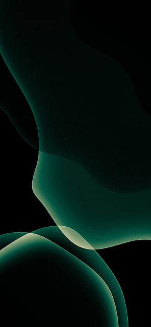 Dark Green Abstract Organic Shapes on Black Background Minimalist Wallpaper HD phone wallpaper