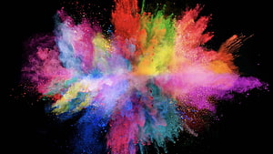 Vibrant Multicolored Powder Explosion on Black Background HD wallpaper