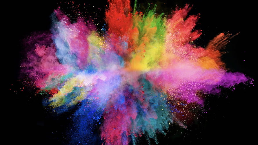Vibrant Multicolored Powder Explosion on Black Background HD wallpaper