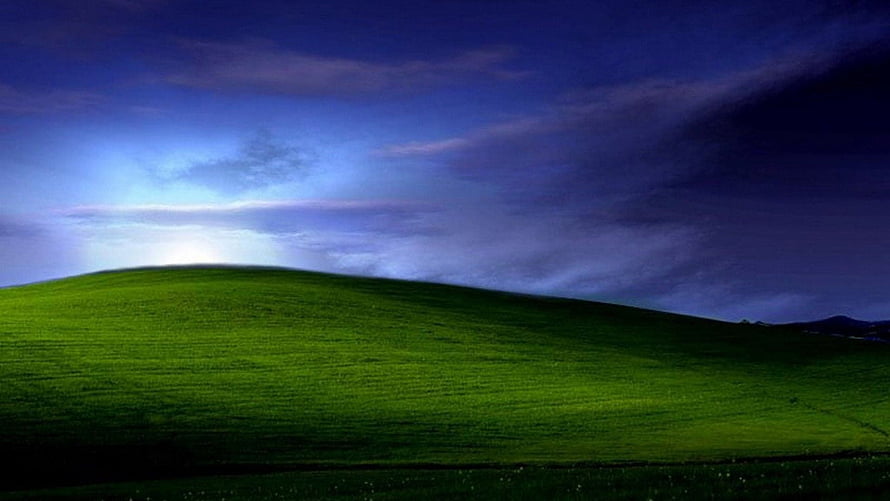 Windows XP Bliss Desktop Landscape with Rolling Green Hills and Dramatic Sky HD wallpaper