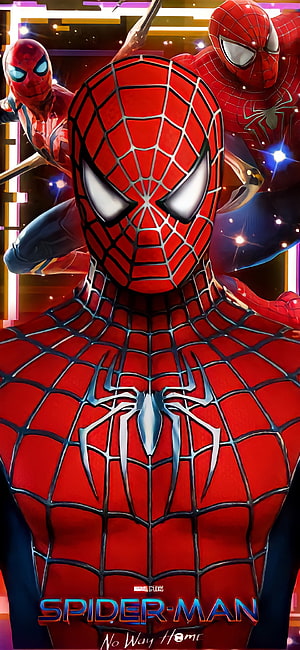 Spider-Man No Way Home Movie Poster Featuring Three Suit Variants and Multiverse Action, Spider Man: NoWayHome, Xiaomi, movie, UCU, marvel studios, spiderman, Tobey maguire, no way home, one plus 6, spyder men, homem aranha, spider men, marvel, spider man, homem aranha sem volta pra casa, tom holland, Samsung, homem aranha , bordas, Spider men no way home, DC HD phone wallpaper