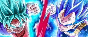 Dragon Ball Super Goku and Vegeta Fist Clashing in Epic Blue Aura Battle HD wallpaper