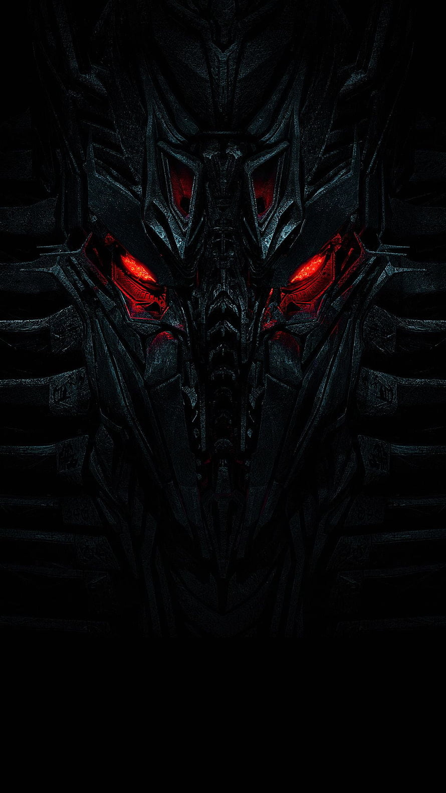 Optimus Prime Dark Metallic Face with Glowing Red Eyes in Cinematic Shadow HD phone wallpaper