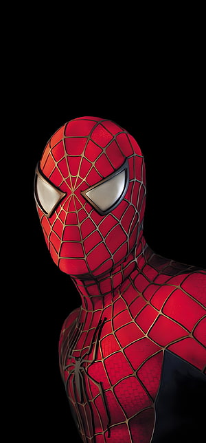Spider-Man Classic Red Suit Portrait on Black Background, Spiderman 2, sam raimi, tobey maguire HD phone wallpaper