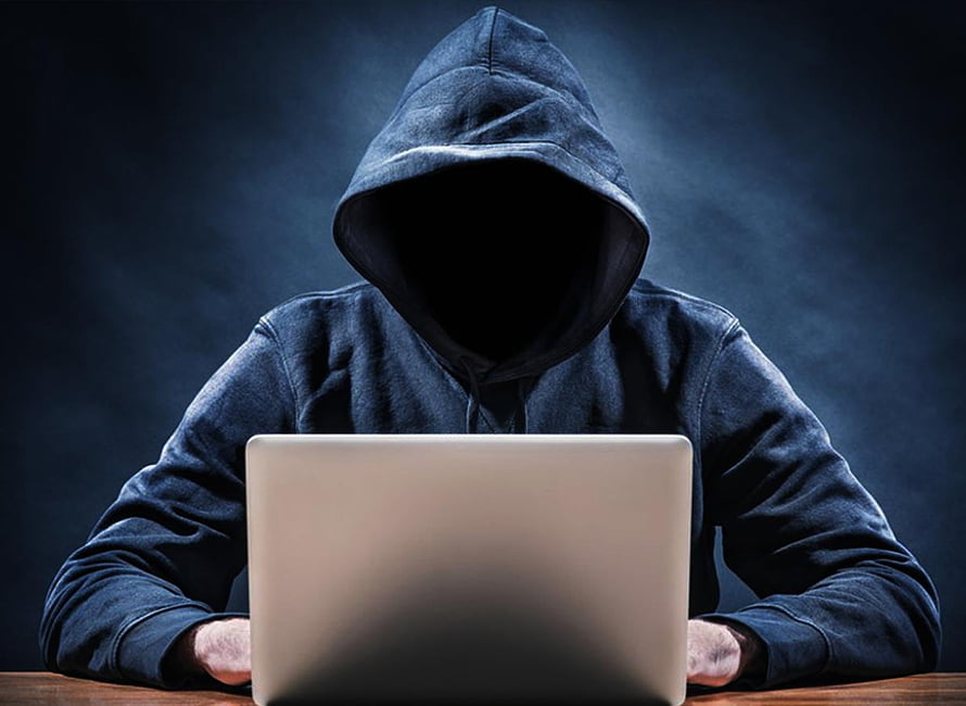 Anonymous Hacker in Dark Hoodie Using Laptop at Night HD wallpaper
