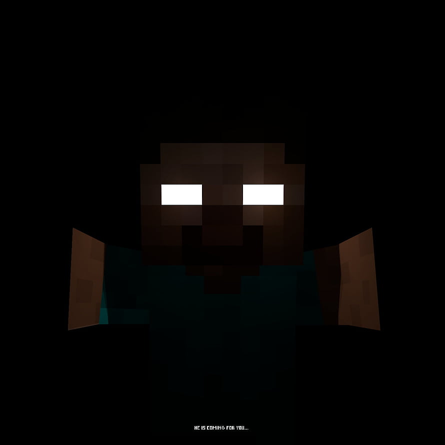 Herobrine Creepy Minecraft Character with Glowing White Eyes in Dark Shadow HD phone wallpaper
