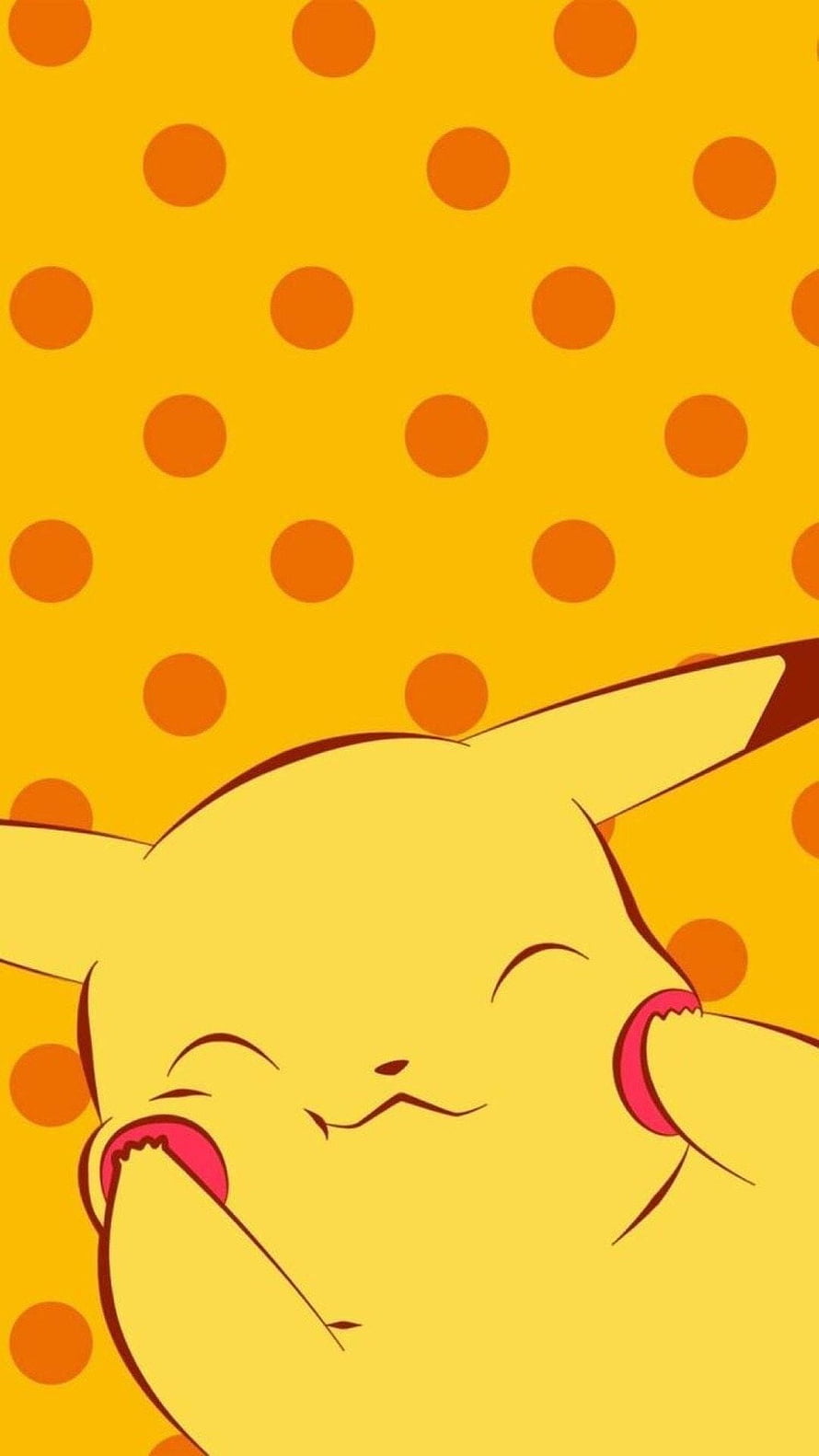 Sleeping Pikachu Close-Up on Yellow Polka Dot Background HD phone wallpaper