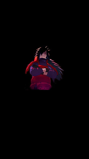 Madara Uchiha in Dark Armor with Red Sharingan Eyes from Naruto Shippuden Anime HD phone wallpaper