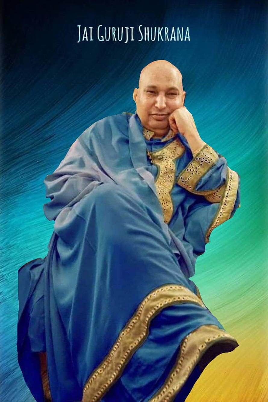 Guruji Shukrana Portrait in Blue Robes with Gold Trim HD phone wallpaper