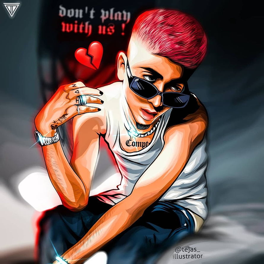 Digital Illustration of a Young Man with Red Hair and Sunglasses in a White Tank Top HD phone wallpaper
