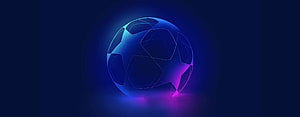 Glowing Neon Soccer Ball with Star Pattern on Dark Blue Background HD wallpaper