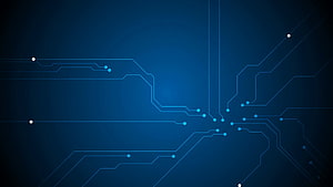 Abstract Blue Circuit Board Pattern with Glowing Nodes and Digital Traces HD wallpaper