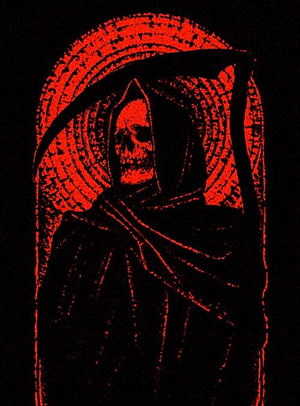 Grim Reaper Skull in Red and Black Gothic Archway with Dark Phonk Aesthetic HD phone wallpaper
