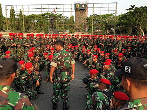 Kopassus Special Forces Troops in Camouflage Uniforms During Military Training Exercise HD wallpaper