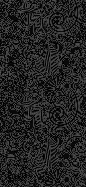Intricate Black Floral Line Art Pattern with Swirling Paisley Motifs HD phone wallpaper