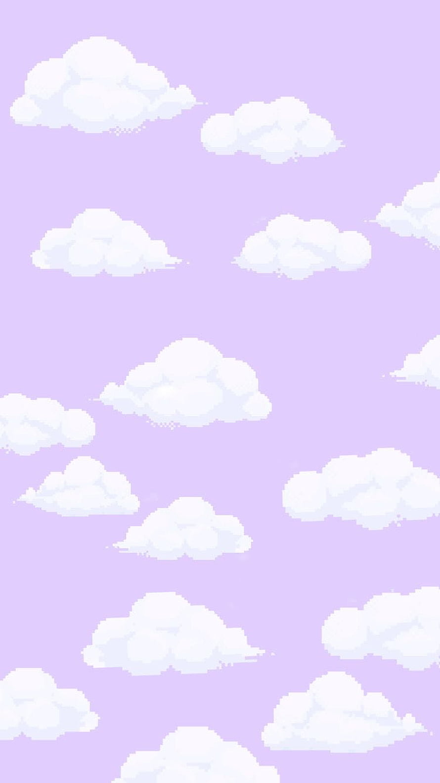 Pastel Lilac Sky with White Pixelated Clouds Kawaii Pattern HD phone wallpaper