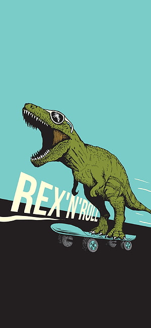 Rex N Roll T-Rex Dinosaur Riding Skateboard Wearing Sunglasses Retro Illustration HD phone wallpaper