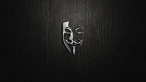 Stylized Guy Fawkes Mask Emblem on Dark Textured Background HD wallpaper