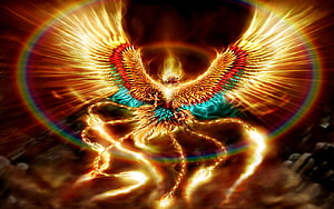 Majestic Golden Phoenix With Radiant Wings And Fiery Energy HD wallpaper
