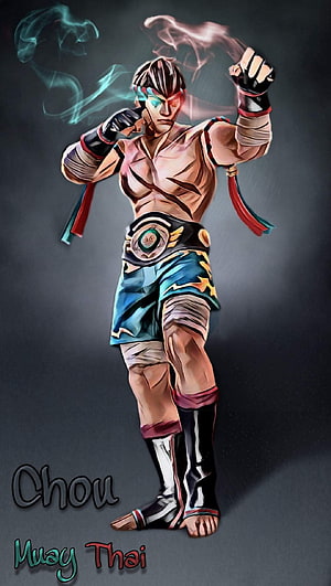 Chou Muay Thai Fighter Concept Art with Glowing Aura and Traditional Gear HD phone wallpaper
