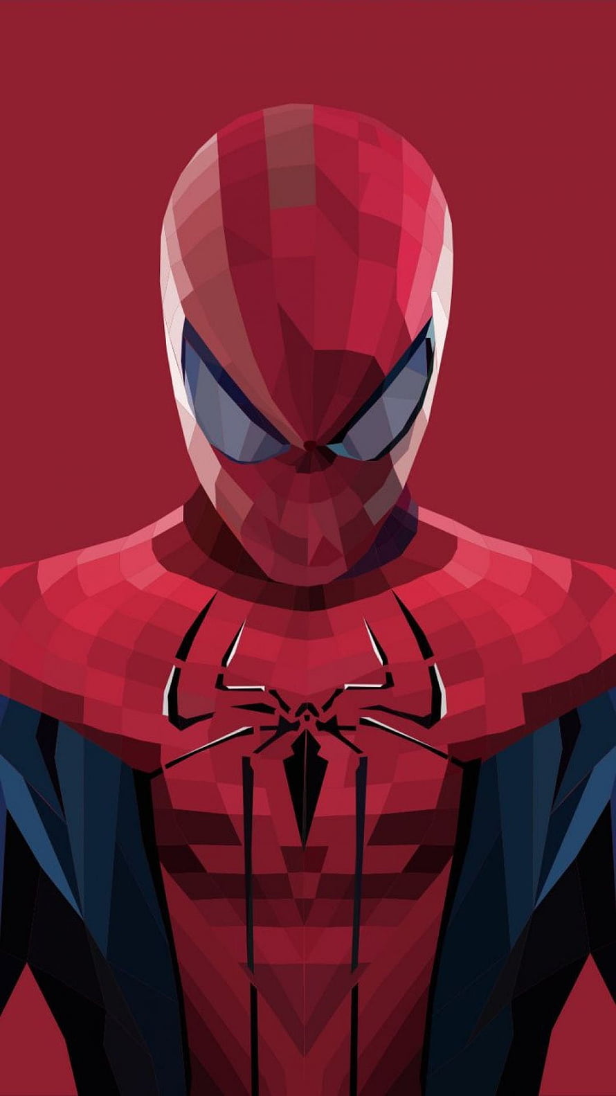 Low Poly Spider-Man Portrait in Geometric Red and Blue Suit, Abstract Spiderman, Spider Man HD phone wallpaper